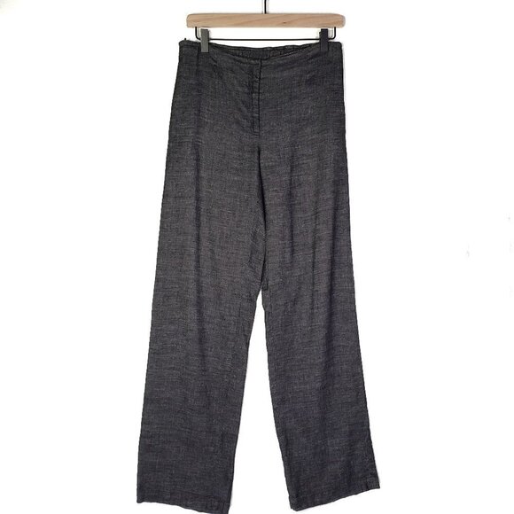 Piazza Sempione Linen Blend Pants Trousers IT 40 US 4 Black Grey - Picture 1 of 11